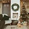 24" Pre-Lit Glistening Pine Wreath with Pinecones, Berries & Twigs, Warm White LED Lights
